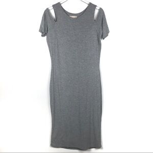 Philosophy Gray Cold Shoulder Stretch Midi Dress Size L